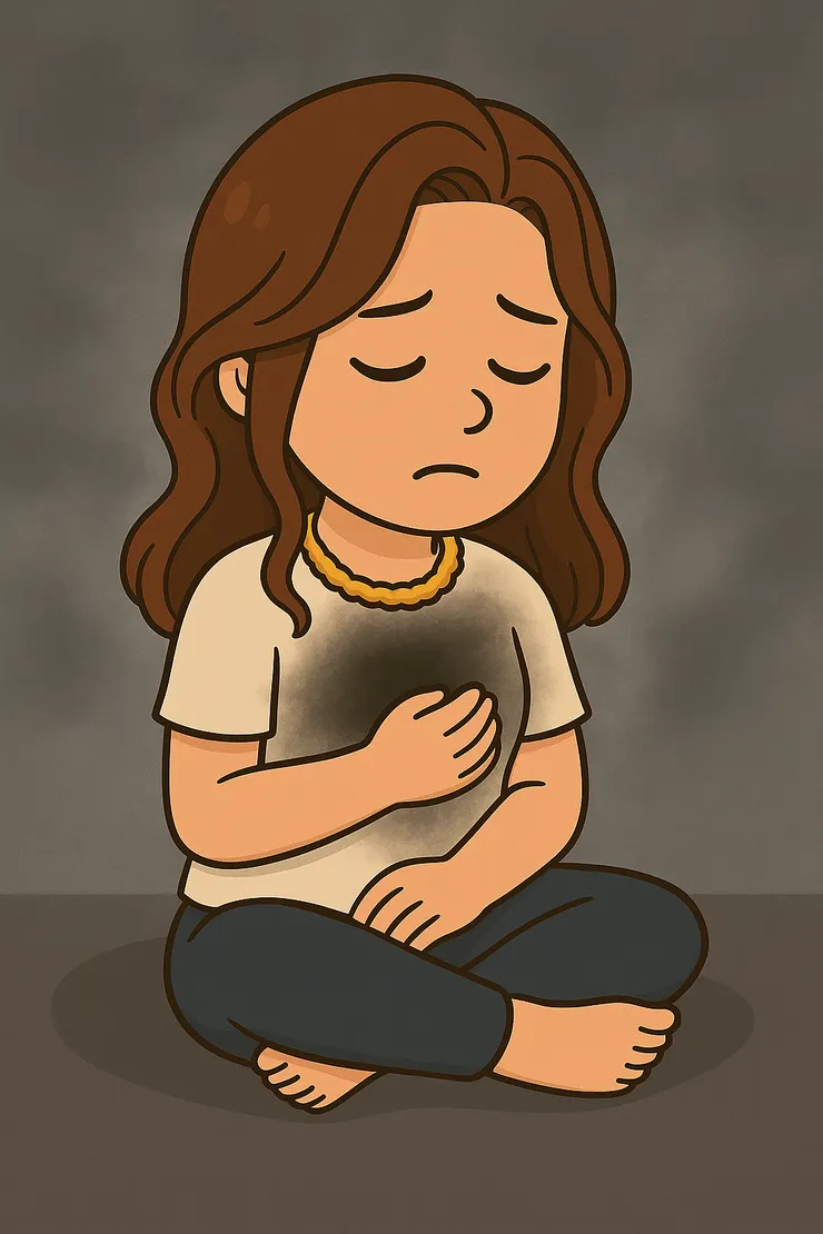 情緒還沒散去的時候，胸口會悶悶的，整個人像被按著。 我知道我有在努力了，但我的胸口還是重重的，不太想笑。