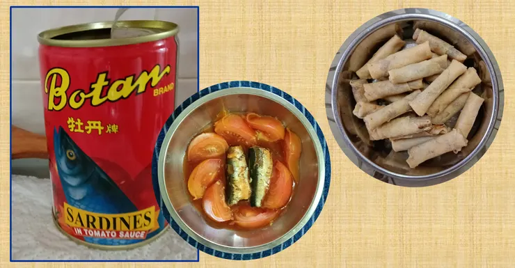 左:蒸沙丁魚番茄;右:雞絲卷