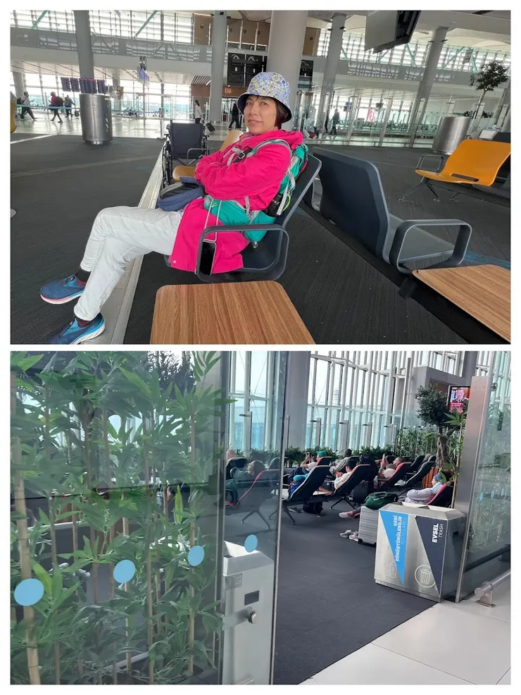 回程轉機時間充裕可以找休息區或有充電座的座椅休息