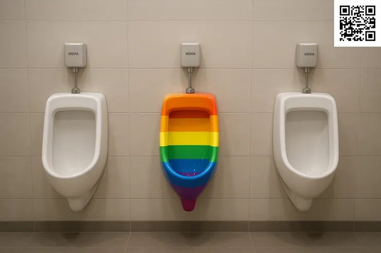 男廁彩虹小便斗示意友善的如廁空間