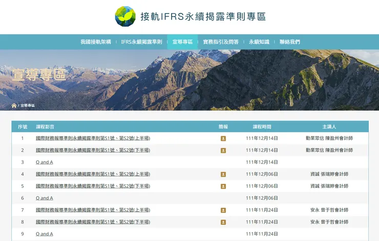四大會計師事務所對 IFRS S1/S2 的解說,資料來源:櫃買中心