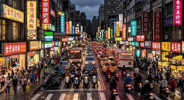 商業密集、交通密集、人口密集的台灣街頭