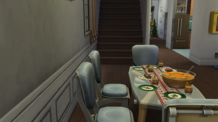 一邊吃樹幹蛋糕，一邊喝雜果賓治，閒話家常。