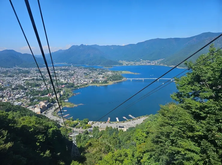 大晴天漂亮的河口湖