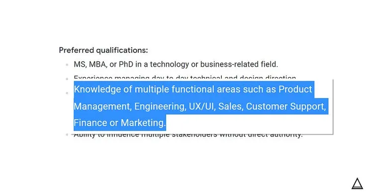 Google產品經理的資格要求，其中一點就是具備「多領域的知識」