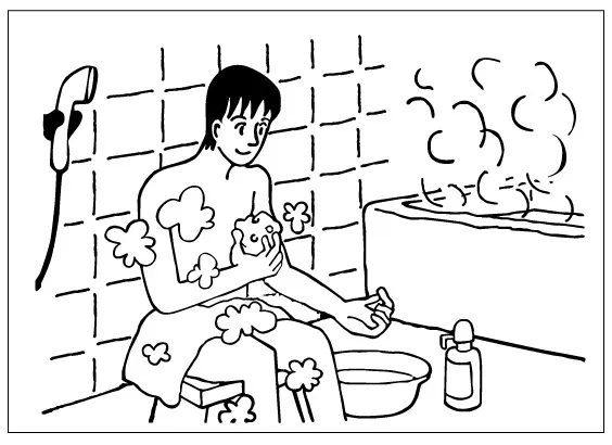 日本でホームステイ 「風呂場」