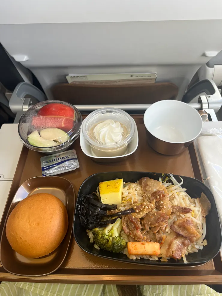 星宇航空去程的飛機餐，好像叫醬燒豬肉飯（？）蠻好吃的