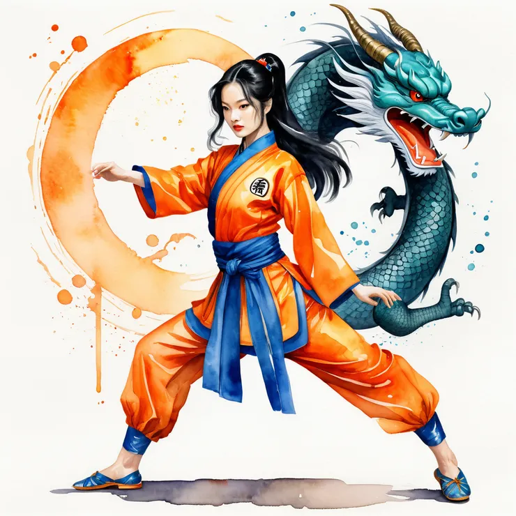 龍的後半部分被女孩隔開,結果變橘色圈圈,不太完美。