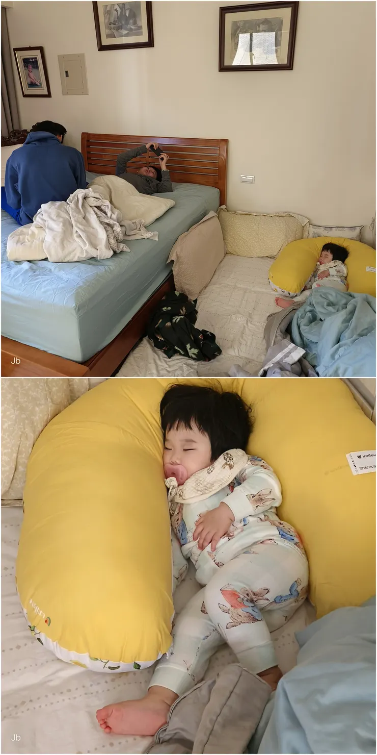 【鴻鴻承承兩個小叔叔號稱是同學 童心未泯陪玩顧安全大人輕鬆些！他們都睡同一間。】