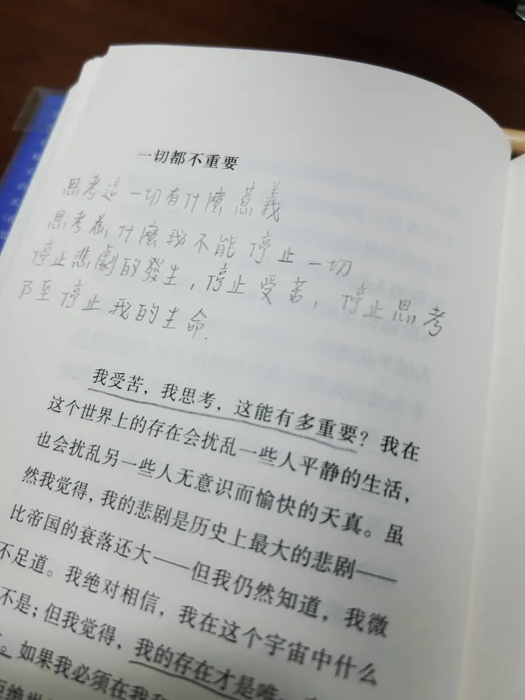 很令我深思的一句話，手寫字是對於作者的問句的回答