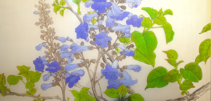  〈春律─向林玉山老師致敬／三月之晨〉局部－泡桐