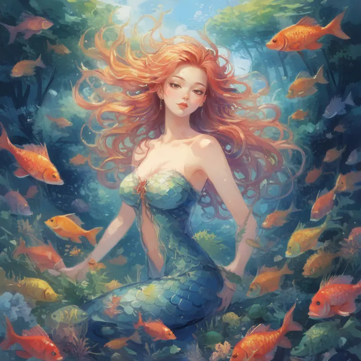 自由悠遊美人魚AI生成圖
