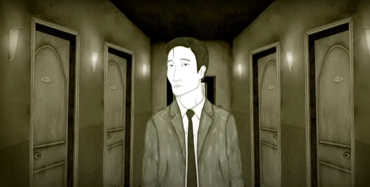 他搭乘電梯來到五樓,赫然發現左右兩側的房號竟是顛倒的數字,彷彿鏡中世界。鏡子,常有反觀自身、警示勸戒之意。此時的他,腦海中是否仍盤旋著旅社外那抹孔雀身影?