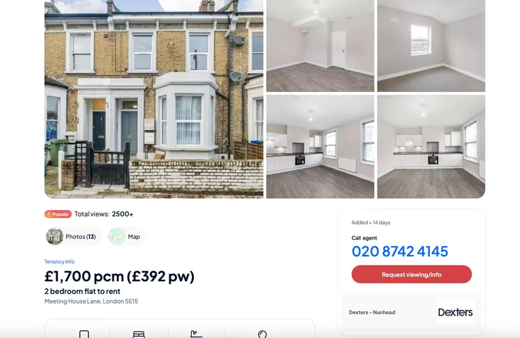 倫敦這間房一個月房租1700英鎊