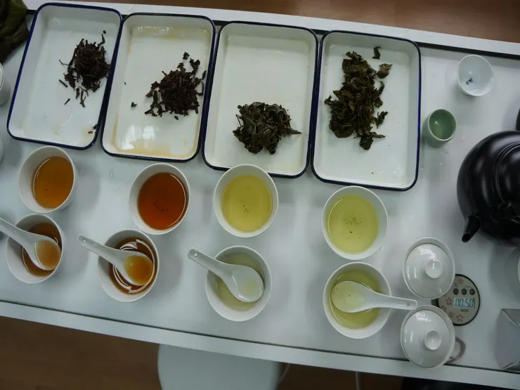 大陸青茶評鑑特殊作法:將評鑑杯改為蓋碗杯，可以利用蓋碗杯特性，加強評鑑香氣。