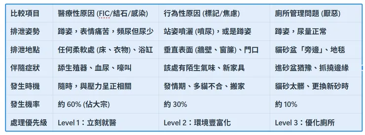 貓咪亂尿成因判斷表
