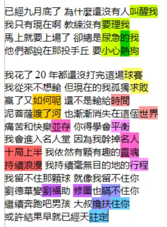 〈十局上半〉歌詞選段