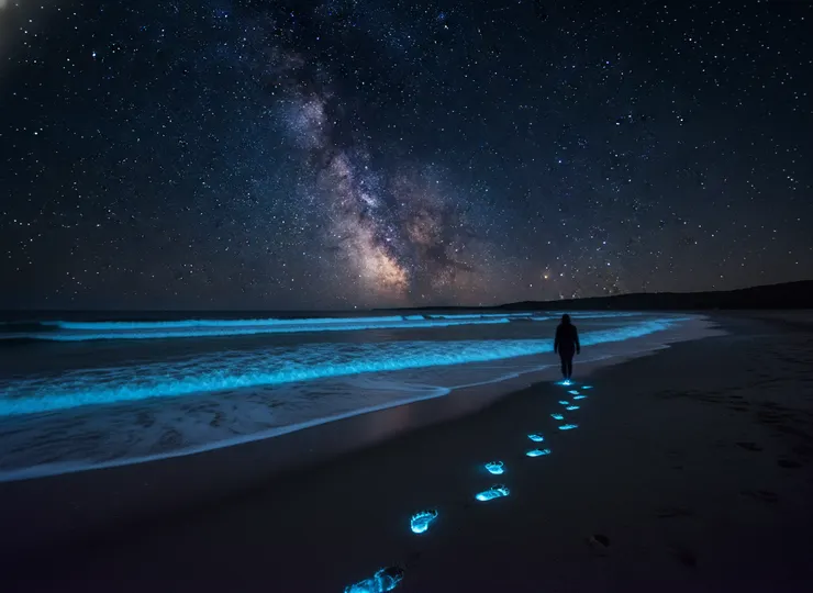 彷彿誤闖了潘朵拉星球，每一步都踩在藍色的星河上。
