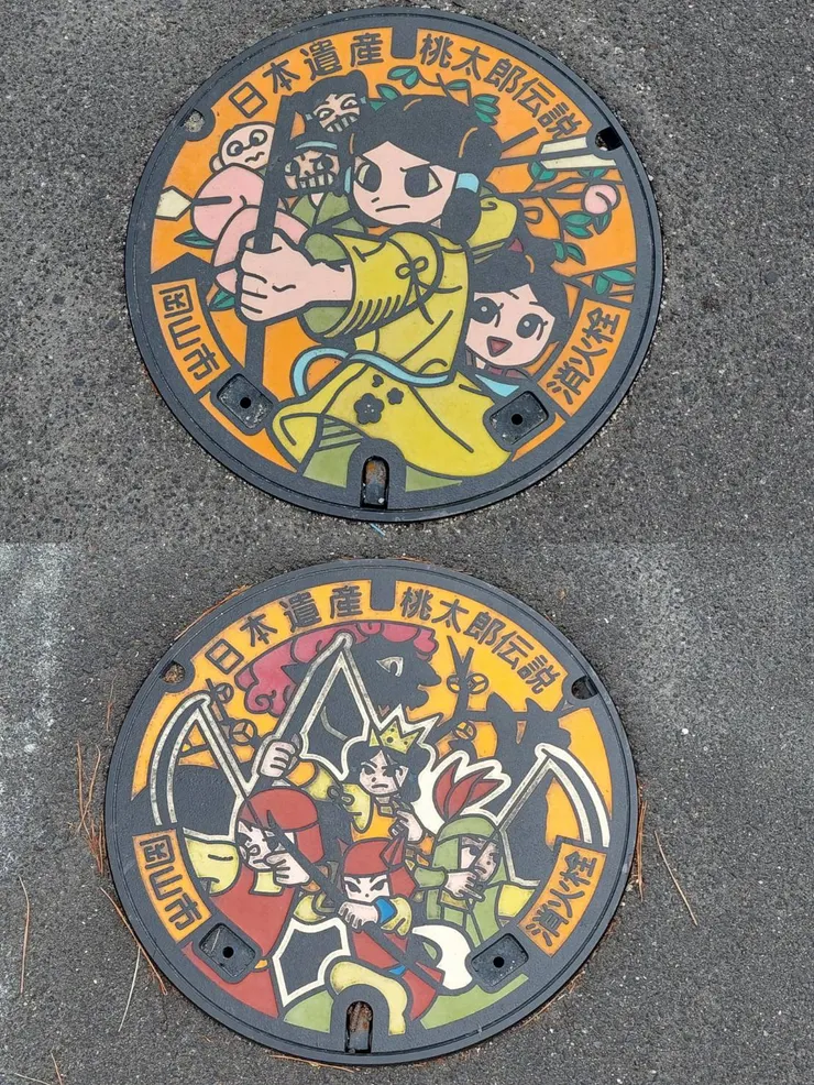 桃太郎傳說-彩繪人孔蓋