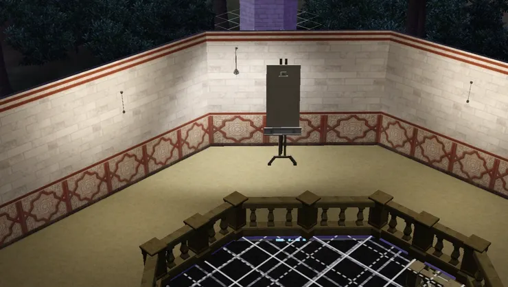 四樓只是個環形的地方，本來空無一物，我就用來畫畫和下棋。在現實生活中一定是用來放雜物...