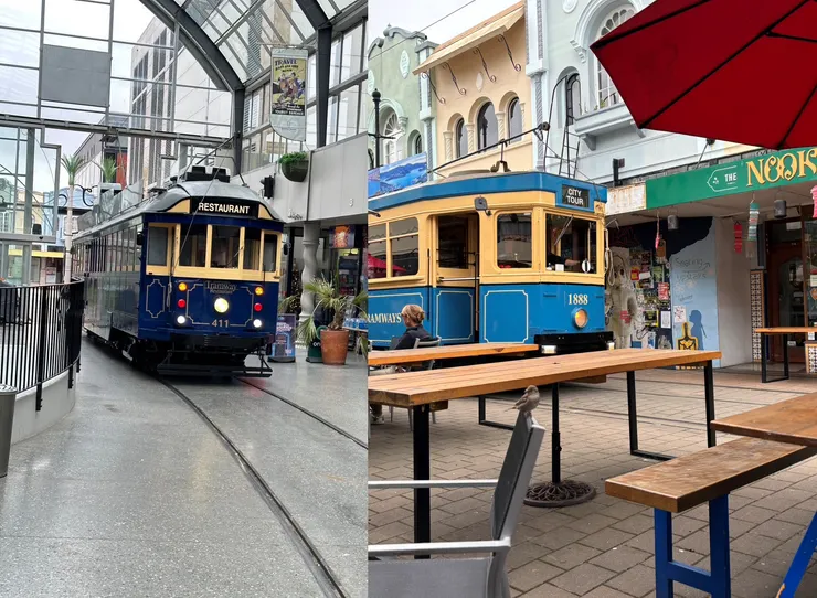 電車經過大教堂交會處(Cathedral junction)(左)、及新攝政街(New Regent St.)(右)