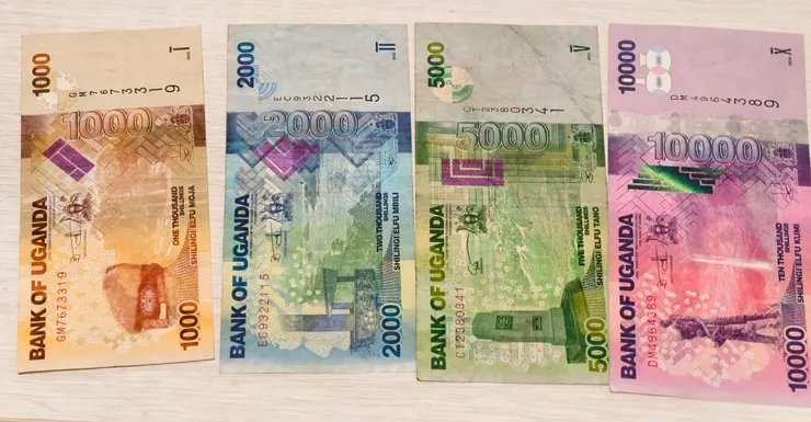 觀光客最常用的是1萬及5千先令(用來購物及給小費)。有網友請我蒐集烏干達鈔票,於是找旅館工作人員換到2千及1千先令,約合台幣16元及8元。