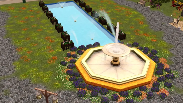 另一邊還有個大大的噴泉，感覺華麗。