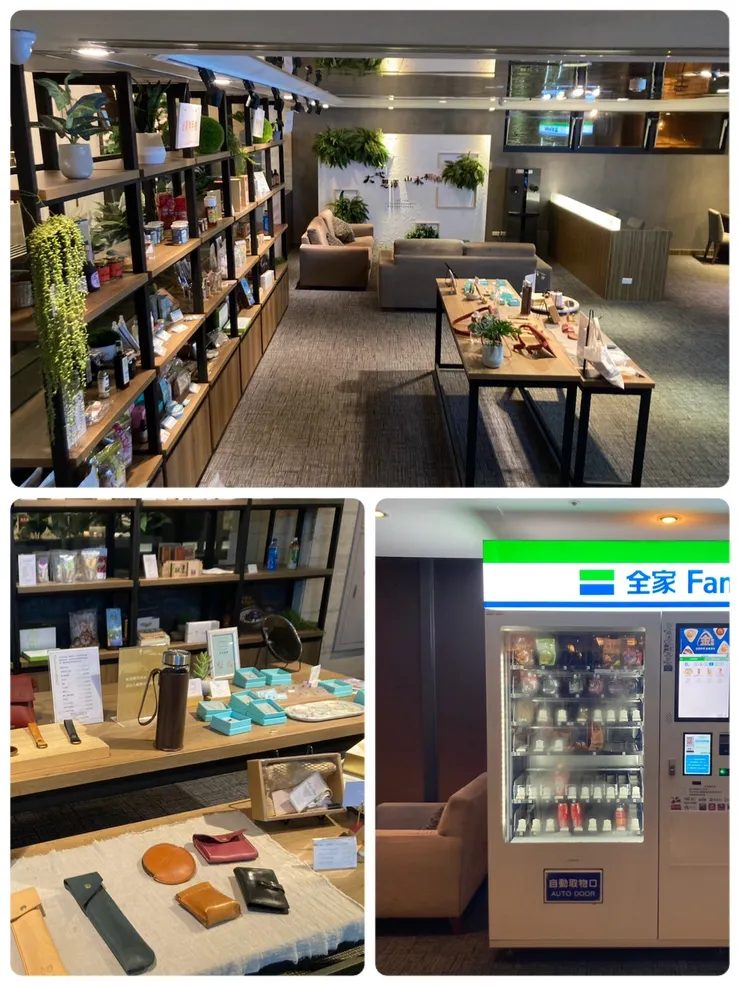 在大廳右側可以走下樓選購花蓮在地商品，旁邊也有自動販賣機