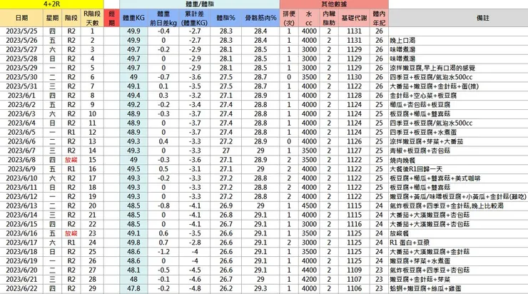 第一次R2階段共29天記錄