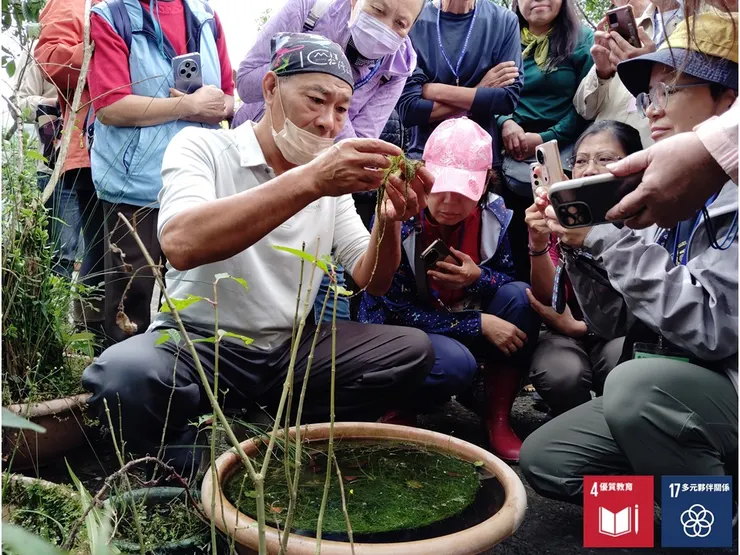 老師解說著各種水生植物的型態與故事