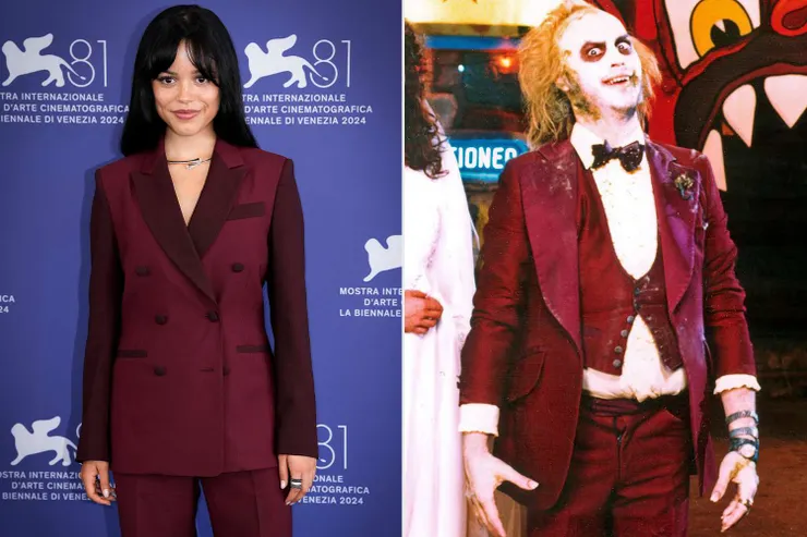 ▲ Jenna Oretga 在影展記者會造型復刻角色 Beetlejuice 。圖片來源：WARNER BROS.