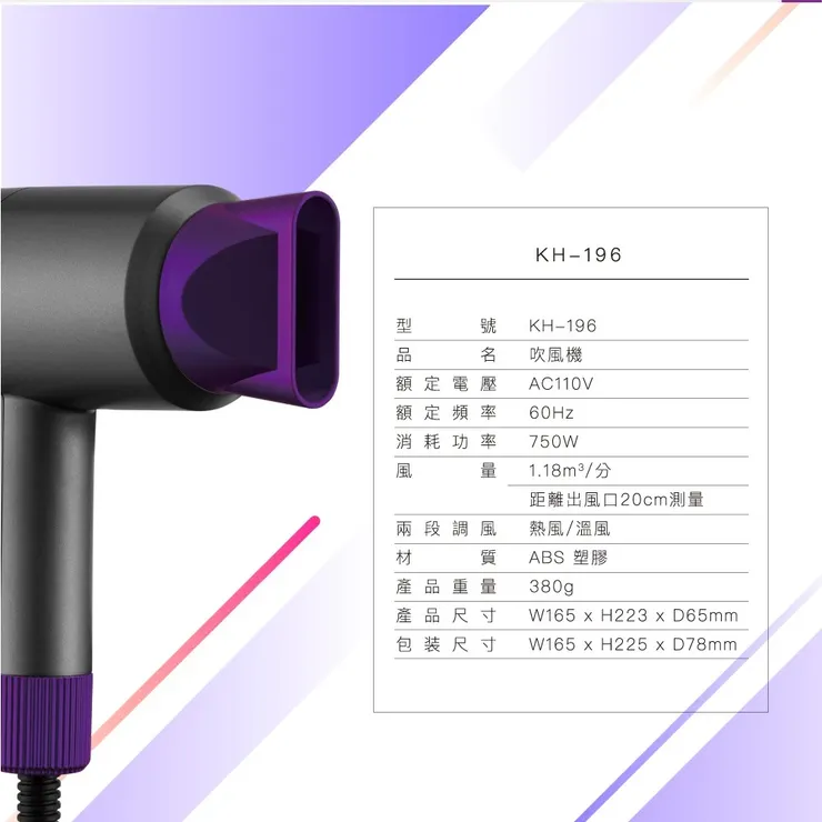 1️⃣ KINYO 超輕量美型吹風機 (KH-196)