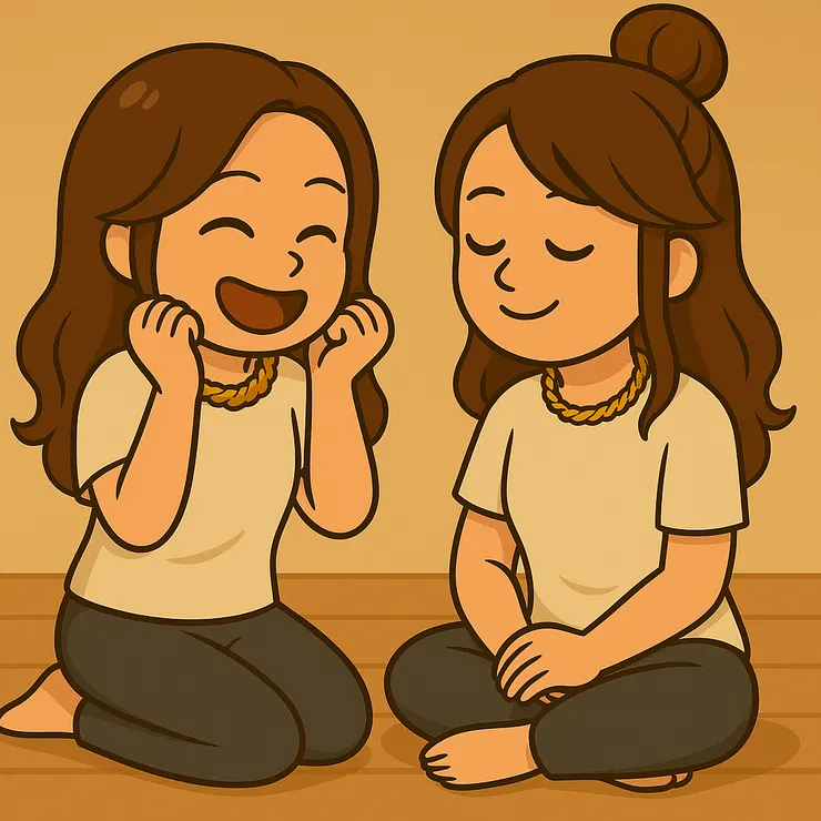 我和靜光Q的生日對話。」 早上被自己感動完之後，我就跑去抓弄她， 一邊笑一邊說：「我沒讓妳失望吧～哈哈哈！」 靜光Q翻了個白眼，淡淡回我：「妳這樣有四十歲的樣子嗎？」 結果我笑得更大聲。 成熟不是不再幼稚，而是能開心地做自己。💛