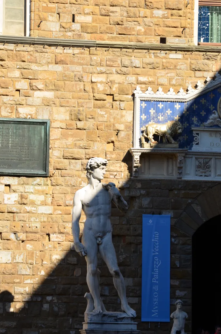 米開朗基羅的大衛雕像駐足看著佛羅倫斯