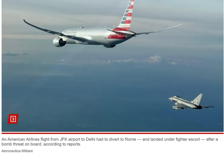 圖片及新聞英文原文出處https://nypost.com/2025/02/23/us-news/american-airlines-flight-diverts-to-rome-after-bomb-threat-report/