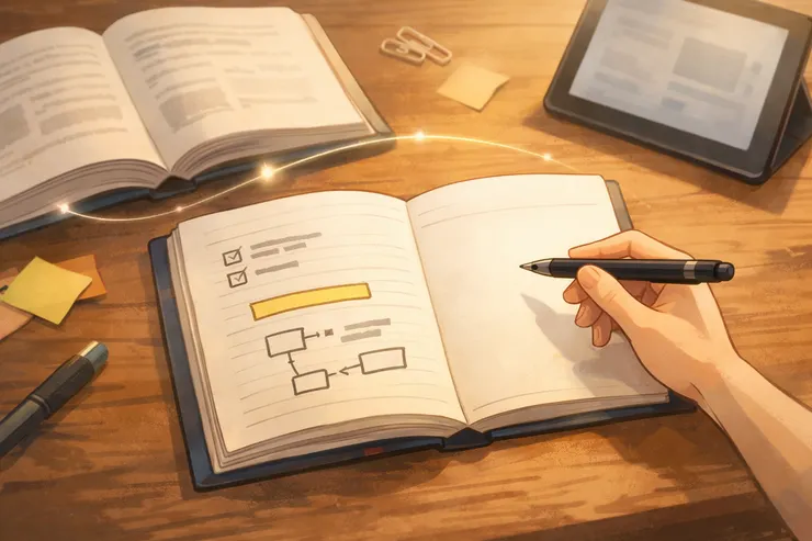 筆記不是抄寫，而是篩選：把值得留下的資訊留在對的位置。