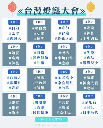 台漫燈謎大會｜提前的元宵節快樂！