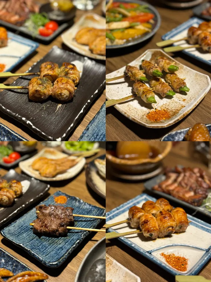 豌豆豚串 ᴺᵀ𝟏𝟑𝟎 / 2串 豚肉麻糬串 ᴺᵀ𝟏𝟑𝟎 / 2串 醬燒牛肋串 ᴺᵀ𝟏𝟒𝟎 / 2串 塔香雞肉串 ᴺᵀ𝟏𝟕𝟎 / 2串