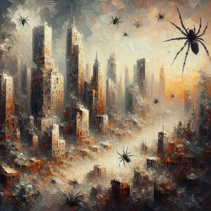 抽象畫「被灰塵和蜘蛛絲覆蓋的城市」😏😍🤩