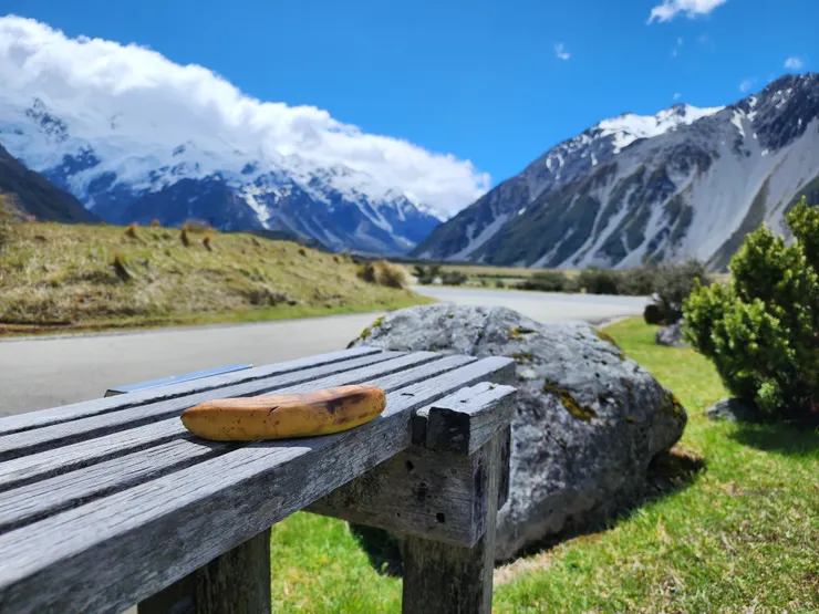 前晚拍星星時，腳架立在這張椅子上，上面還放了不知道是誰的香蕉，隔天還在那邊曬太陽。