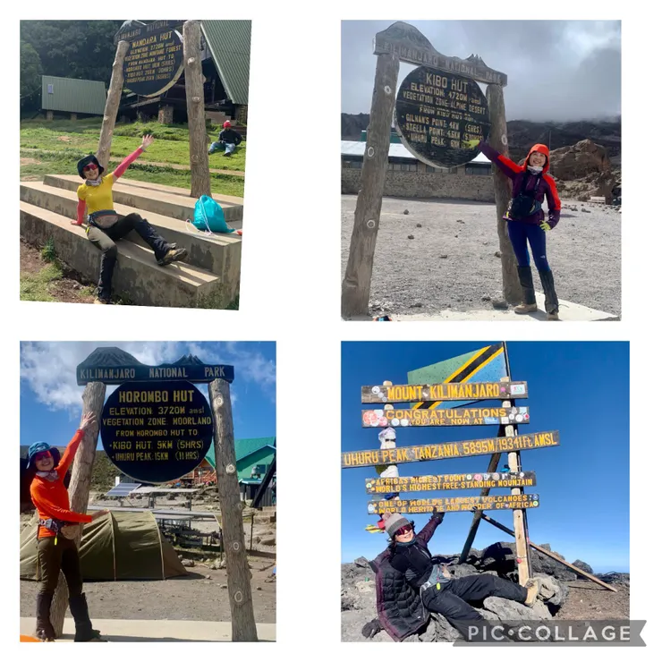 三個山屋的標誌以及登頂紀念照。