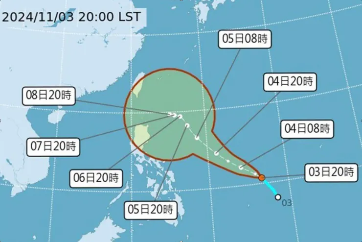 2024/11/03銀杏颱風預測圖
