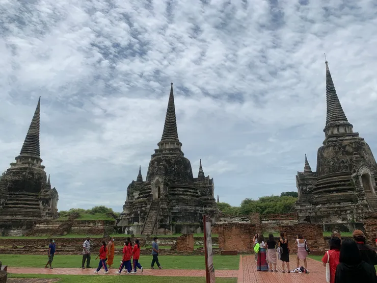 大城著名景點帕喜善佩寺的三座佛塔,筆者攝於2022/08