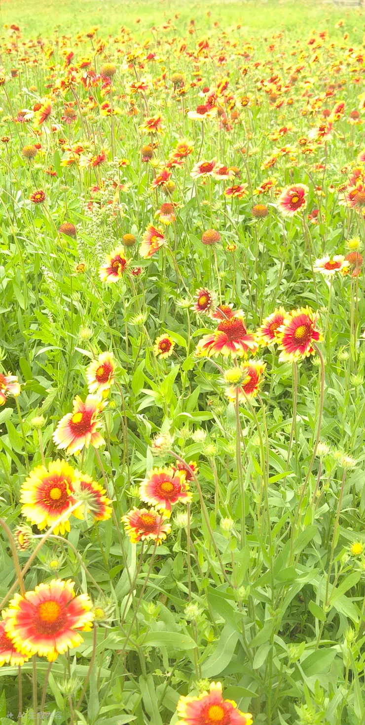 烈火天人菊：紅黃相間的花瓣，像是大地上燃燒的小火苗，展現出頑強的生命力。