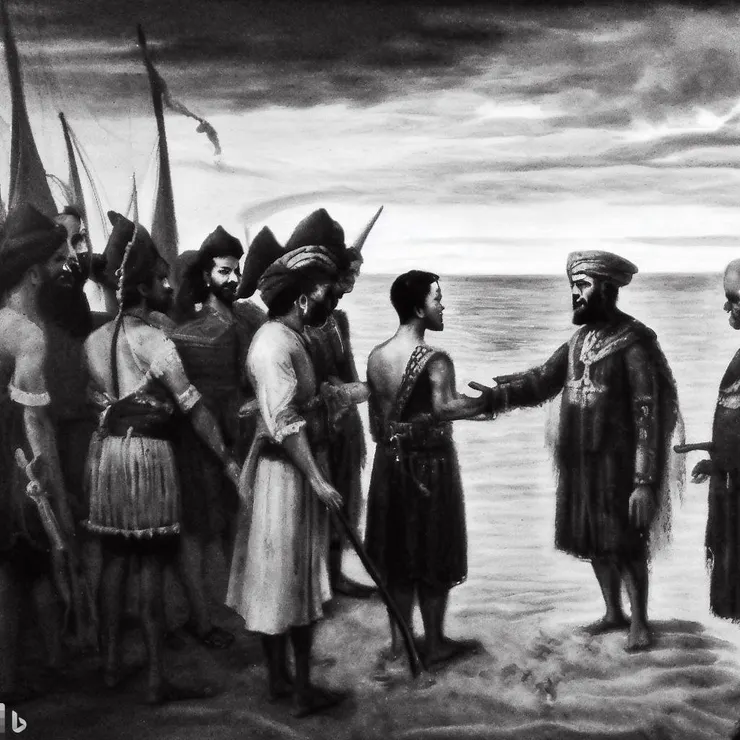 AI所創做的麥哲倫上岸圖