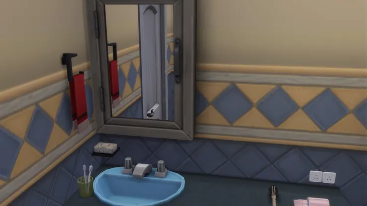 天藍色的洗手盆很是特別！以前我看過有棗紅色、綠色、泥黃色...就是沒見過這種顏色。