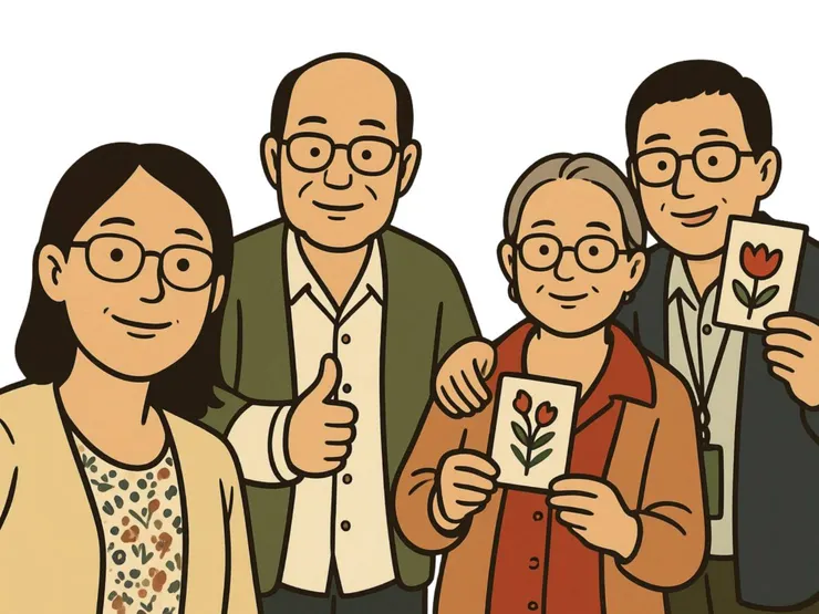 弟弟出發機場前的母親節合照(經Canva風格調整)