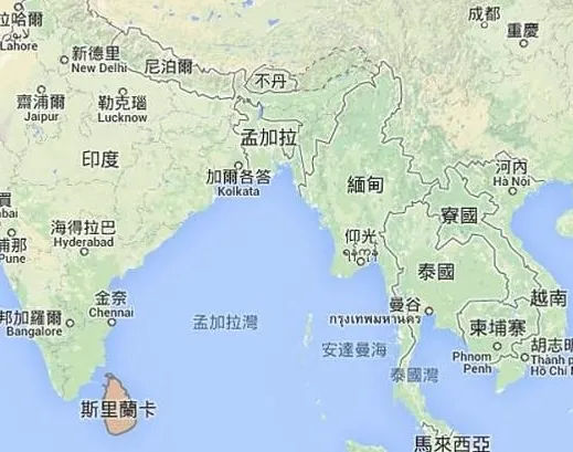 斯里蘭卡「印度洋上的珍珠」地理位置 / 圖截取自網路