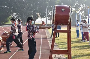 後壁國中太鼓隊於校慶運動會表演