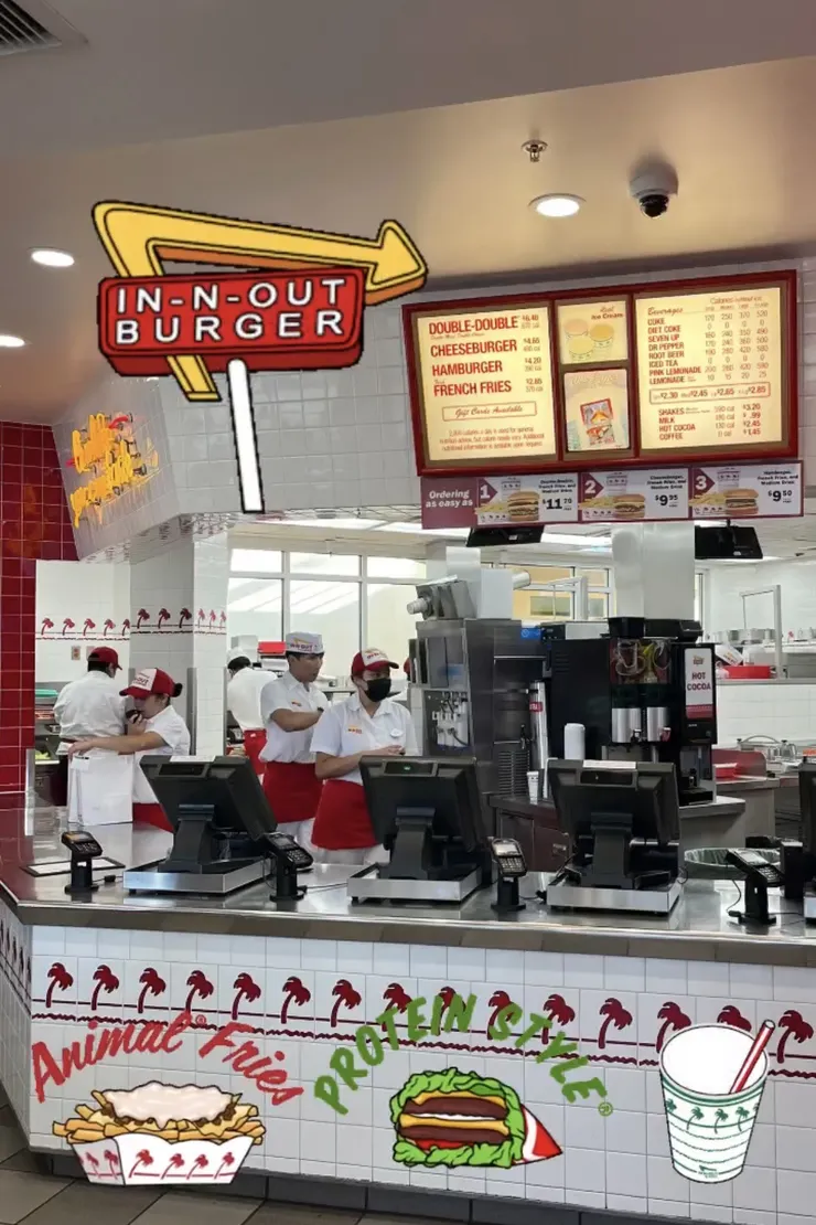 in n out 人氣隱藏菜單：animal style 薯條 + protein style 漢堡